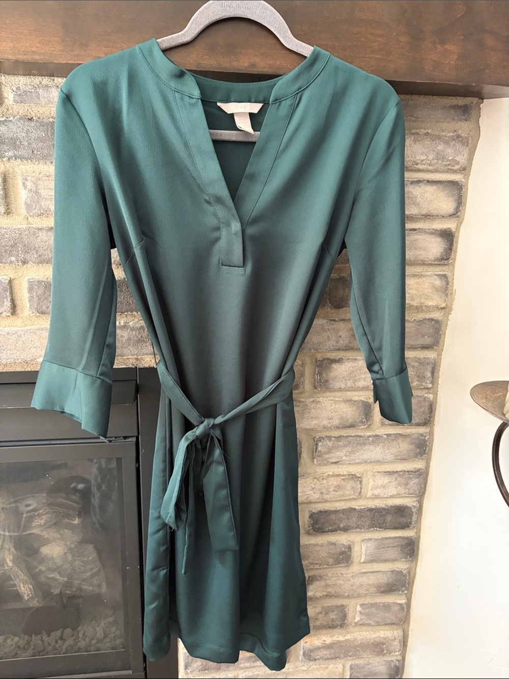 H&M Teal Green Tie-Waist Midi Dress - Size 4
